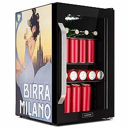 Klarstein Beersafe 70, Birra Milano Edition, lednice, 70 l, 3 police, panoramatické skleněné dveře, nerezová ocel