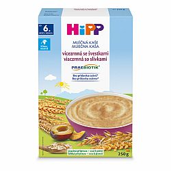 HiPP PRAEBIOTIK® Kaše mléčná vícezrnná se švestkami 250 g, 6m+